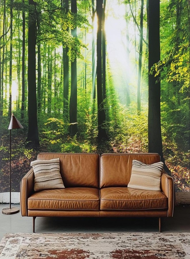 TUGCAY Sunlight Forest Tapestry Tyndall Effect Green Tree Nature Tapestry Sunlight Streaming Through Trees Landscape Scenery Tapestries for Home Dorm Office Decor 90.6 x 70.9 Inches - Image 2